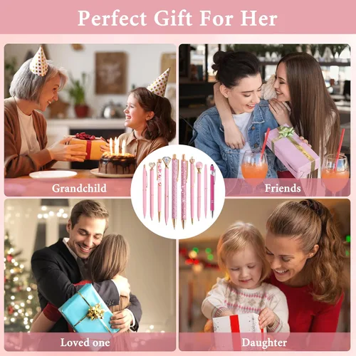 Vista 6 de DAIKOYE Juego de 10 Bolígrafos Favores de Fiesta para Niños Regalos Rosados Bolígrafos Rosados para Mujeres Niñas Suministros de Oficina Suministros