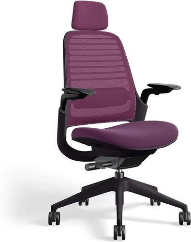Vista 7 de Steelcase Silla de oficina serie 1 con reposacabezas, marco de grafito, regaliz Cogent Connect