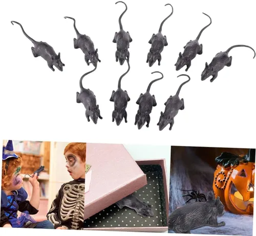 Vista 8 de 10Pcs Realistic Simulation Mouse Prank Lightweight Halloween Trick Props for Scaring Friends Plastic Mice for Parties and Events Reusable Mice Decor