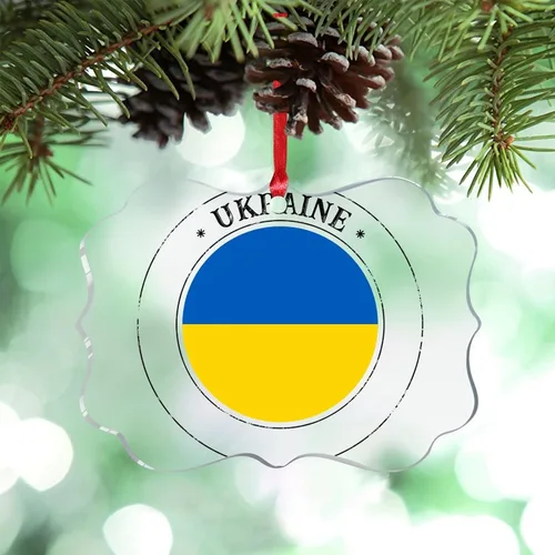Vista 12 de Adornos de Navidad de Uzbekistán, bandera de Uzbekistán, adornos de árbol de Navidad, adornos de Navidad personalizados de acrílico transparente