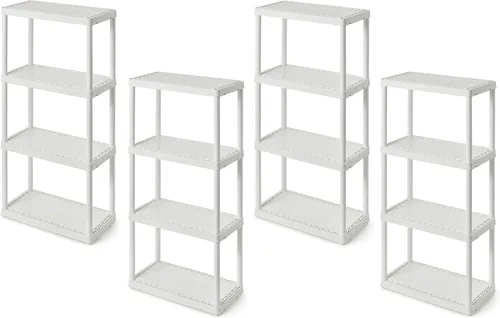 Vista 12 de Gracious Living Sistema de organización de almacenamiento de 3 estantes de altura fija, uso ligero, sólido, de 12 x 24 x 33 pulgadas, para hogar