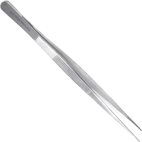 Vista 11 de Pinzas de precisión de acero inoxidable culinario profesional de 6 pulgadas con puntas dentadas, pinzas para servir con detalles de presentación