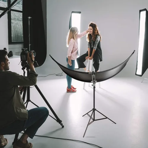Vista 8 de FUDESY Clamshell Reflector/difusor de luz, reflector curvado de iluminación de fotografía de 67 x 24 pulgadas para fotografía de estudio fotográfico
