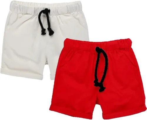 Vista 10 de HILEELANG Pantalones cortos chinos de verano para niños pequeños, de algodón, elásticos, con cordón, para uniforme escolar, 2 unidades 2401#bluekhaki
