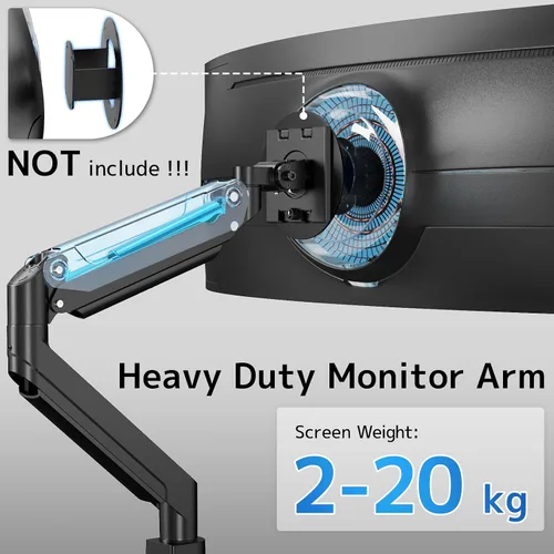 Vista 3 de PUTORSEN Brazo de monitor ultraancho de 17-49 pulgadas, hasta 44.1 lbs, brazo de monitor resistente, soporte de monitor de aluminio premium
