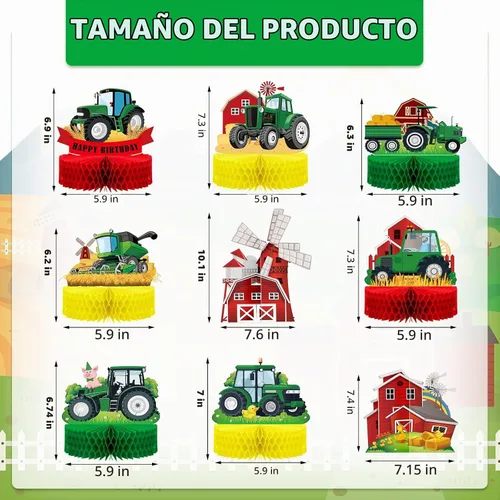 Vista 2 de Sureio - Centro de mesa de nido de abeja para tractor, 9 piezas, decoración
