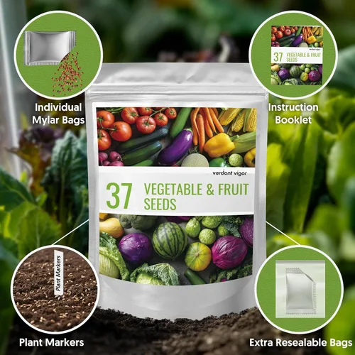 Vista 3 de Kit de 37 variedades de semillas de verduras, más de 20,000 semillas de reliquia procedentes de Estados Unidos sin OMG para plantar en todas