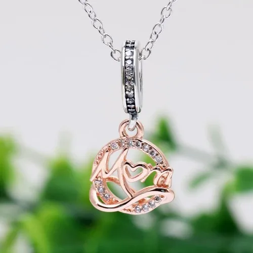 Vista 2 de Dijes de plata de ley 925 para pulseras y collares, letras familiares, colgantes de avión, cuentas de viaje, dijes de árbol familiar, regalo