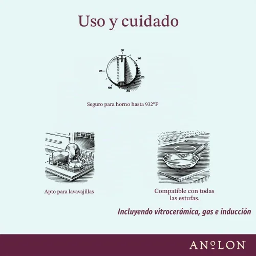 Vista 7 de Anolon Nouvelle - Juego de ollas y sartenes de acero inoxidable, 10 piezas Stainless Steel Cookware Set with Lids, Oven Safe to 500°F, Durable