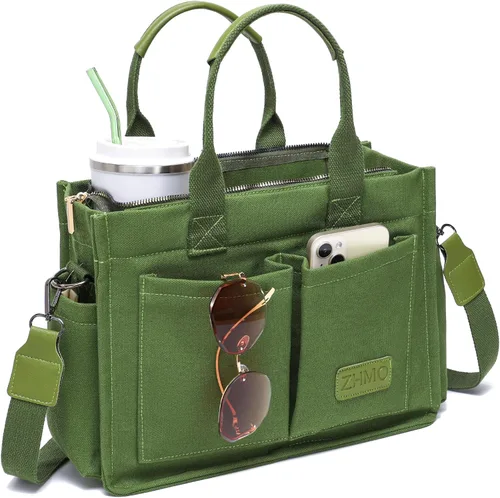 Vista 19 de Bolso de lona para mujer, bolsos cruzados para mujer, bolsos de trabajo para computadora portátil, bolso grande de mano para enfermera o profesora