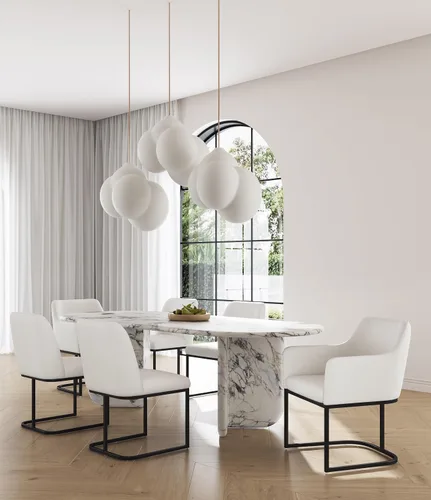 Vista 5 de Manhattan Comfort Serena - Silla de comedor de piel sintética de 18.7 pulgadas, color crema