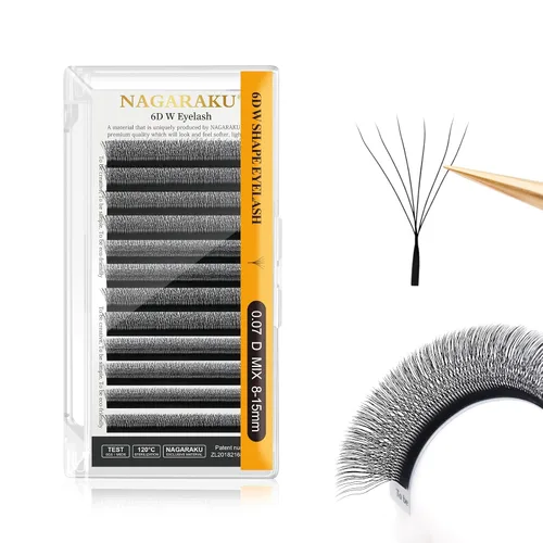 Vista 266 de NAGARAKU Extensiones de pestañas prefabricadas en abanico 3D W 0.05 C 0.315 0.05-C 3D W
