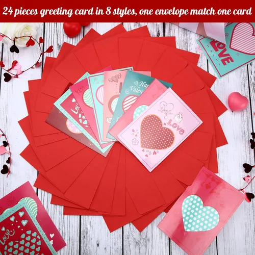 Vista 3 de Zonon 48 tarjetas para el día de San Valentín con sobres, tarjetas de felicitación a granel para niños de 4 x 6 pulgadas, tarjetas postales de San