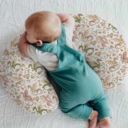 Vista 2 de Fairytale Dragons Boho Floral Baby Nursing Pillow Covers for Boy Girl Magical Dragon Moon Moth Flowers Nursery Pillowcase for Breastfeeding Pillows