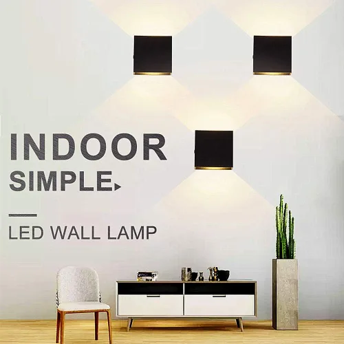 Vista 3 de Lightess Aplique de pared LED cableado, 10 W, juego de 2 lámparas de pared modernas negras, luces de montaje en pared arriba hacia abajo, mini metal