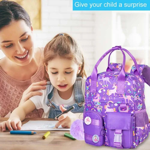 Vista 3 de CCJPX Mochila para niños y niñas, 12 y 16 pulgadas, mochila para escuela primaria, bonita bolsa de preescolar para jardín de infantes