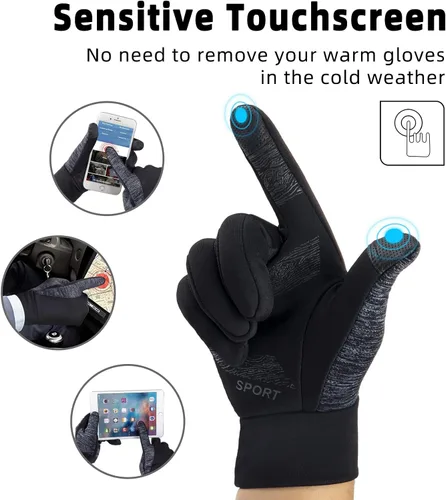 Vista 3 de BONFAD Guantes de invierno para hombres y mujeres, con pantalla táctil, guantes cálidos, para clima frío, resistentes al viento, para ciclismo