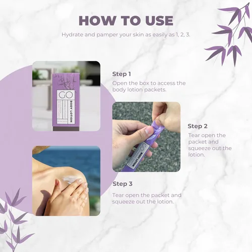 Vista 3 de Go Essentials Paquetes individuales de loción de viaje – Loción corporal y de manos para piel hidratada y artículos de tocador de tamaño de viaje.