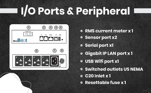 Vista 5 de Smart PDU - Energía de reinicio remoto IP, 4 tomacorrientes NEMA 5-15R conmutados