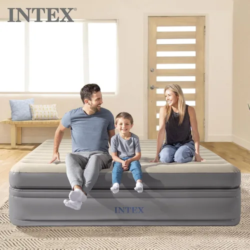 Vista 8 de Intex Dura Beam Plus Prime Comfort Fiber-Tech - Cama de colchón de aire para el hogar con bomba eléctrica integrada, tamaño Queen