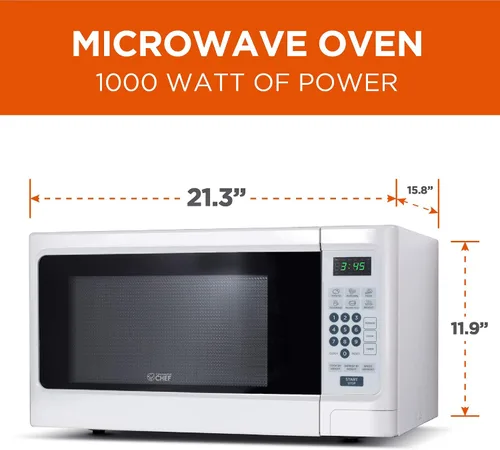 Vista 3 de Commercial Chef Microondas para encimera, 1.1 pies cúbicos, White & Keurig K-Classic Coffee Maker K-Cup Pod, porción individual, programable, 6 a 10