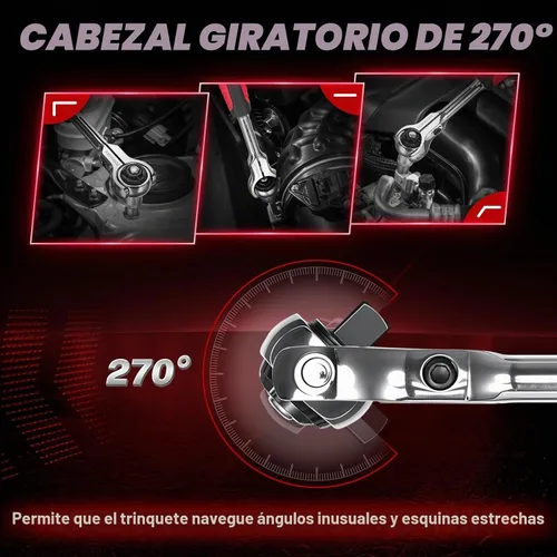 Vista 2 de TOMMARS Cabeza giratoria 1/2 "Drive Ratchet Roto Socket Wrench Herramienta