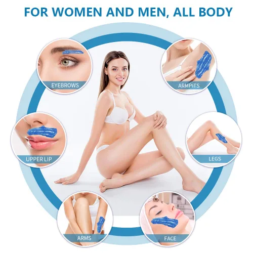 Vista 2 de Bestidy Cuentas de cera dura para depilación – 3.53 onzas de granos encerados para todas las áreas del cuerpo y bikini (azul)
