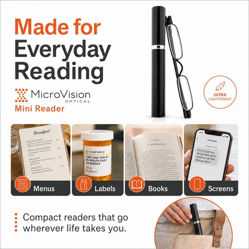 Vista 6 de Mini Reader Reading Glasses & Tube Case Agua