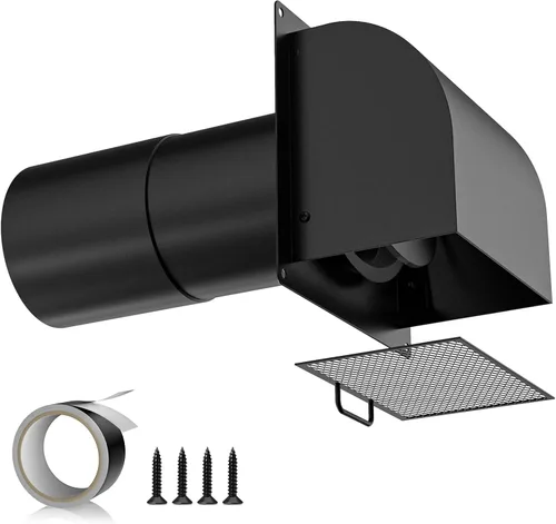 Vista 10 de Hon&Guan - Ventilación de pared con capucha de 4 pulgadas con solapa magnética y malla extraíble, cubierta de ventilación de secadora exterior