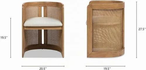 Vista 3 de Jennifer Taylor Home Lilith - Silla de comedor tapizada de ratán curvado de 20.5