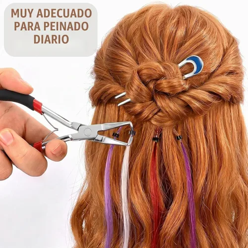 Vista 2 de Herramientas profesionales para extensiones de cabello, alicates para microenlaces y cuentas, removedor de microanillos, abridor de cuentas de 5.5