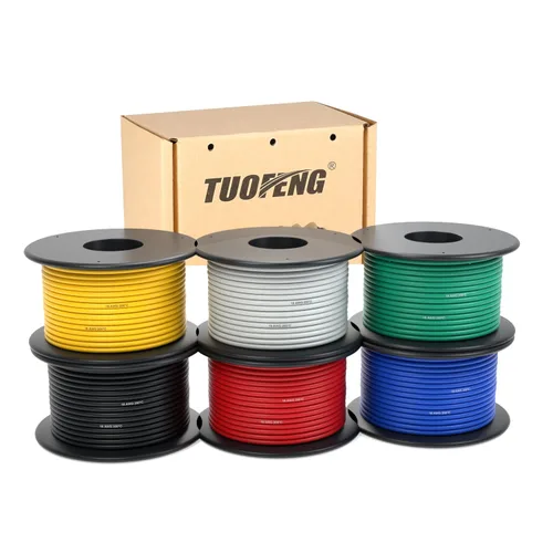 Vista 14 de TUOFENG 14AWG Cable de silicona de 13.2 pies (4m) 6 colores - Cable trenzado de cobre estañado flexible 600V resistente a altas temperaturas