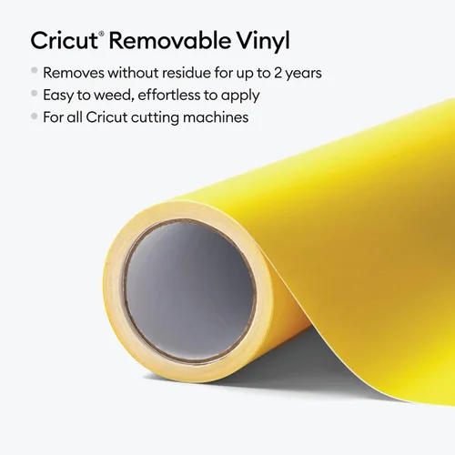 Vista 2 de Cricut - Vinilo removible de alta calidad, amarillo brillante (12 x 15 pies), sin residuos, fácil de quitar hasta 2 años, perfecto para proyectos