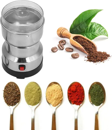 Vista 8 de Molinillo de café eléctrico, amoladora portátil de café y especias de acero inoxidable con tapa transparente, molinillo multifunción de grano