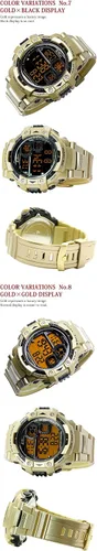 Vista 6 de Lad Weather Reloj digital Cronómetro Tiempo de vuelta Tiempo dividido Temporizador Camuflaje Militar Combate, Dorado Negro, Reloj militar