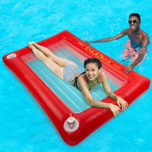 Vista 5 de Mighty Mojo Etch A Sketch - Flotador inflable para piscina, balsa gigante para niños y adultos, flotador para dos personas, con licencia