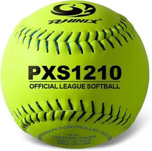 Vista 3 de PHINIX Softball de lanzamiento rápido de cuero dividido de 11 y 12 pulgadas, opciones de tamaño y peso oficial de calidad profesional