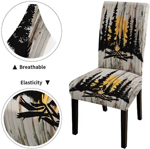 Vista 240 de CAPSCEOLL Christmas Dining Chair Covers,Snowflakes Festive Winter Pattern Stretch Chair Covers for Dining Room Set of 2 Washable Spandex Parson