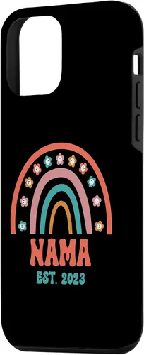 Vista 2 de iPhone 12 mini Retro Nama Groovy Grandma Est. 2023 Rainbow Boho Style Case