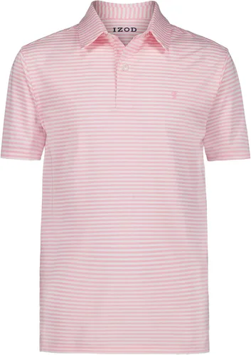 Vista 6 de Izod Boys' Performance Golf Grid Short Sleeve Stretch Collared Polo Shirt Atomizador Raya Azul