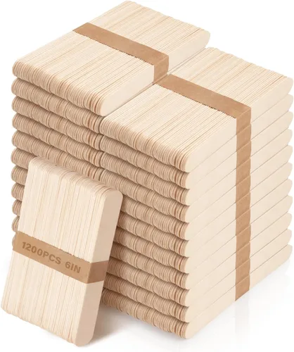 Vista 10 de 1200 palitos de madera para manualidades, palitos de helado de madera natural de 4.5 pulgadas de largo para manualidades de bricolaje de madera