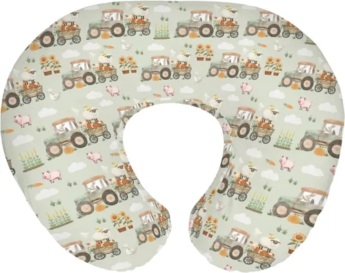 Vista 16 de Lindas fundas de almohada de lactancia de animales de granja para niños y niñas, vaca, gallo, cabra, pato, cerdo, funda de almohada de lactancia