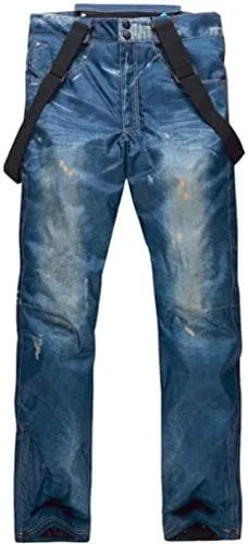 Vista 3 de Mitef Men's Warm Thickened Ski Denim Pants Windproof Waterproof Snowboard Pants