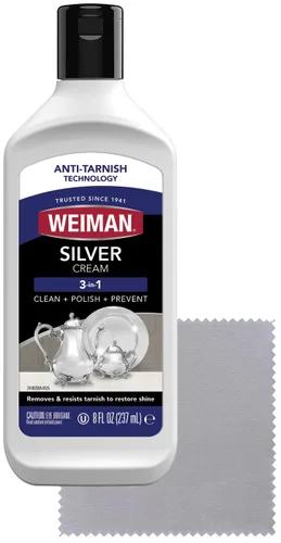 Vista 8 de Weiman Silver Cream Cleaner 3 en 1, Tecnología Anti-Deslustre, Limpia, Pule, Abrillanta y Restaura de Forma Segura, Elimina y Previene el Deslustre