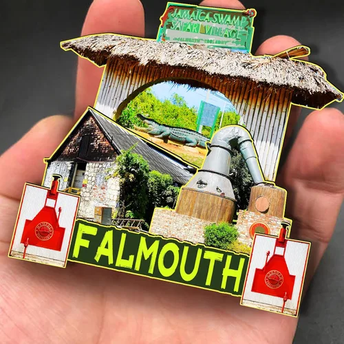 Vista 4 de Imán de madera de Falmouth Jamaica 3D para nevera, recuerdos coleccionables, decoración hecha a mano, artesanías, 2