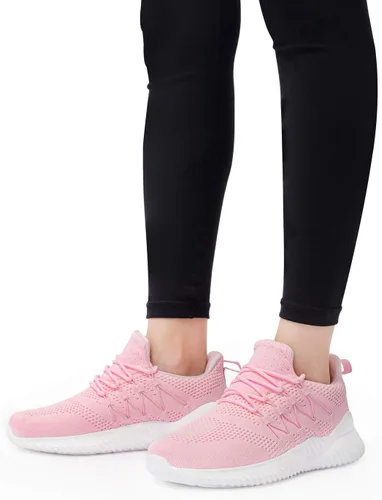 Vista 6 de AKK - Tenis para mujer, cómodos, ligeros, antideslizantes, para gimnasio, correr, trabajo, uso casual, rosa, 9.5