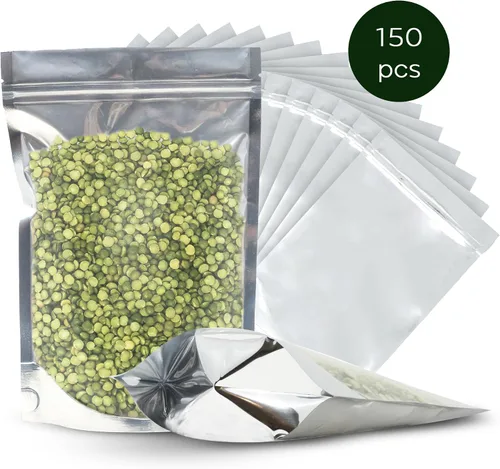 Vista 8 de 150 bolsas resellables de Mylar - 6 x 9 pulgadas - Bolsas con cierre hermético y termosellables - Bolsas de almacenamiento de alimentos de pie