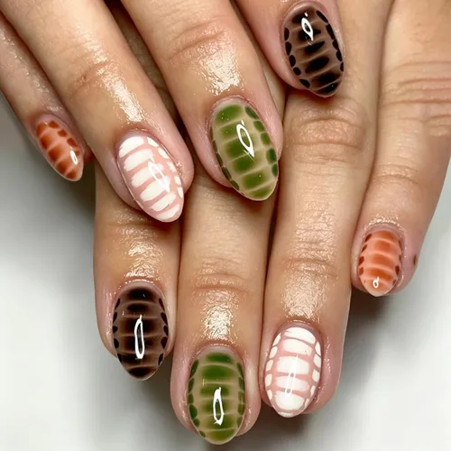 Vista 8 de Uñas postizas medianas a presión de almendra para mujer, uñas postizas Color-2
