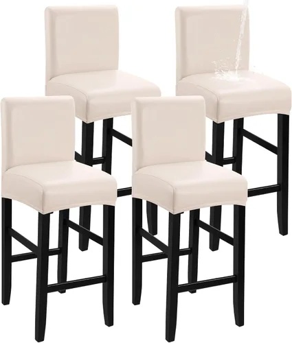 Vista 19 de YISUN - Fundas para taburete de bar, mezcla de forro polar elástico y poliéster, lavables y removibles, para taburete de bar y silla alta, con Beige