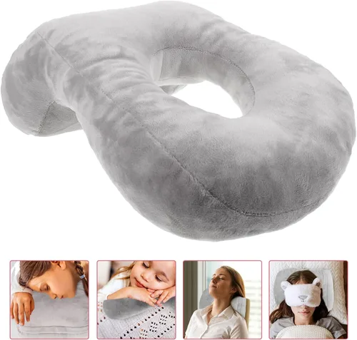 Vista 8 de Operitacx Almohada de espuma viscoelástica suave con forma de dona, almohada para dormir, almohada de viaje, accesorios para viajes